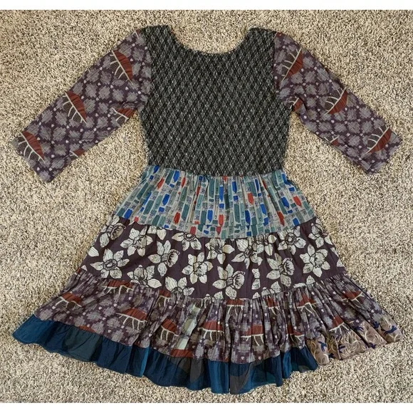 Sacred Threads Patchwork Dress Women S/M Paint Brush‎ Art AOP A Line Boho Hippie - Picture 10 of 10